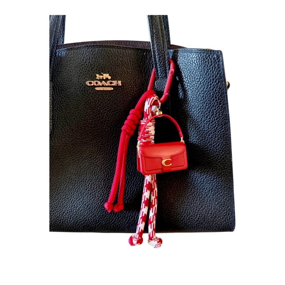 COACH New Red Mini Bag with Rope Keychain Bag Charm